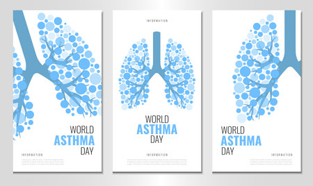 Vector Illustration of World Asthma Day. Awareness Day. Banner set.のイラスト素材