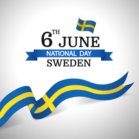 Sweden National Day. Ribbon. Vector Illustration.のイラスト素材