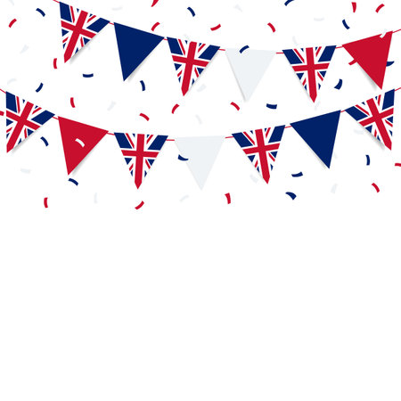 King's Birthday in United Kingdom. Garland with the flag of United Kingdom on a white background. Vector illustration.のイラスト素材