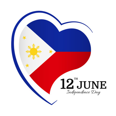 Philippines Independence Day. National flag in heart shaped. Vector Illustration.のイラスト素材