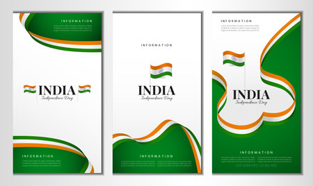 India Independence Day. Banner set. Vector Illustration.のイラスト素材