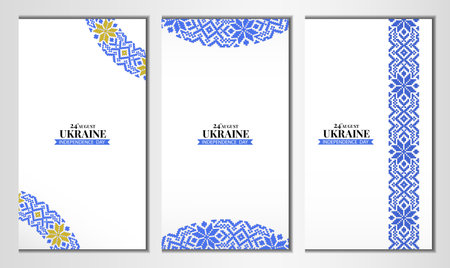 Ukraine Independence Day. Banner set. Vector Illustration.のイラスト素材