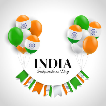 India Independence Day. Background with balloons and flags. Vector Illustration.のイラスト素材