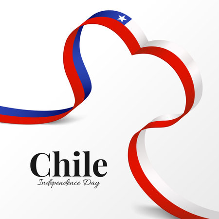 Chile Independence Day. Banner with ribbon. Vector Illustration.のイラスト素材