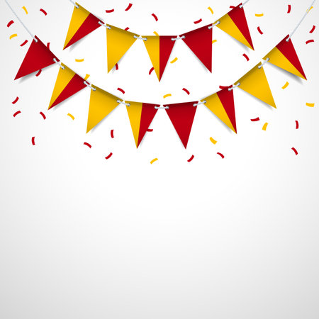 Cuenca Independence Day. Garland with the flag of Cuenca on a white background. Vector Illustration.のイラスト素材
