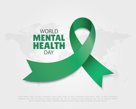 Vector Illustration of World Mental Health Day. Mental Health Awareness Ribbon.のイラスト素材