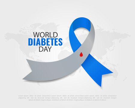Vector Illustration of World Diabetes Day. Diabetes Awareness Ribbon.のイラスト素材