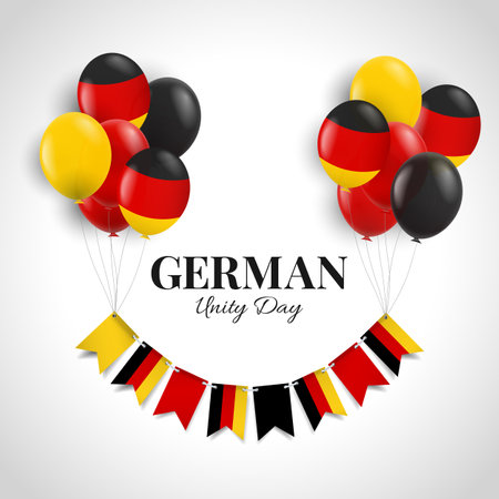 German Unity Day. Background with balloons and flags. Vector Illustration.のイラスト素材