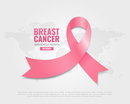 Vector Illustration of Breast Cancer Awareness Month. Breast Cancer Awareness Ribbon.のイラスト素材