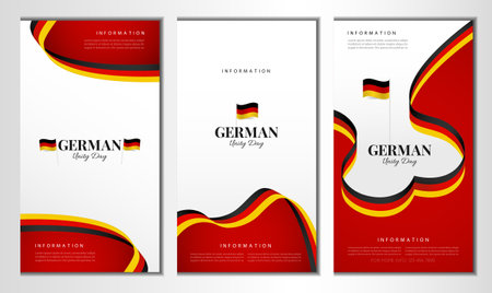 German Unity Day. Banner set. Vector Illustration.のイラスト素材