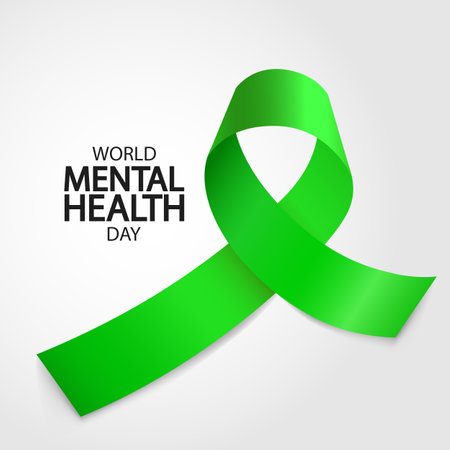 Vector Illustration of World Mental Health Day. Mental Health Awareness Ribbon.のイラスト素材