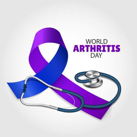 Vector Illustration of World Arthritis Day. Arthritis Awareness Ribbon.のイラスト素材