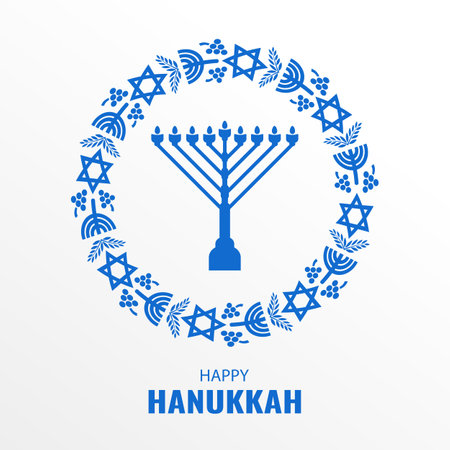 Vector illustration of Jewish holiday Hanukkah. Menorahのイラスト素材