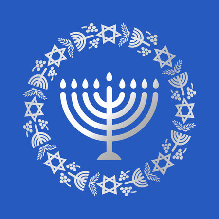 Vector illustration of Jewish holiday Hanukkah. Menorahのイラスト素材