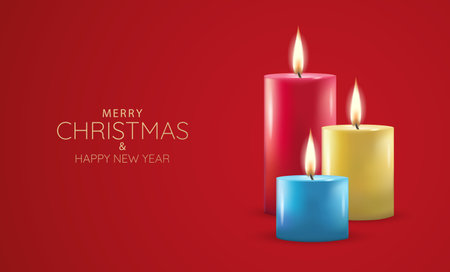 Vector illustration of Christmas and New Years. Christmas composition with candles.のイラスト素材