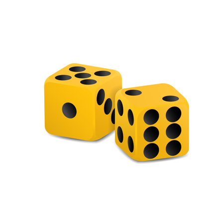 Vector illustration of yellow dice.のイラスト素材