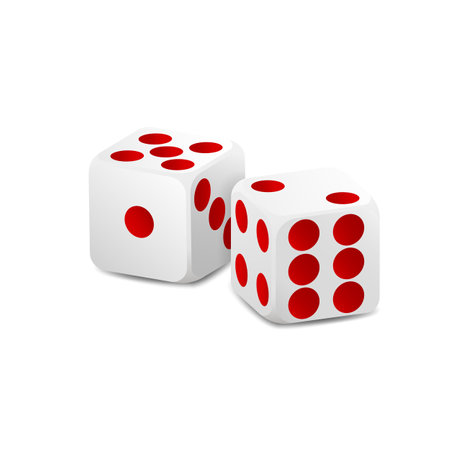 Vector illustration of white dice.のイラスト素材