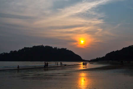 Sunset on the beach in Borneo, Sabah, Malaysiaの写真素材