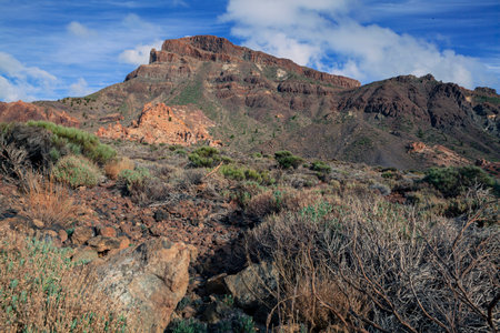 Martian landscapes near the Teide volcano. Tenerife island.の写真素材