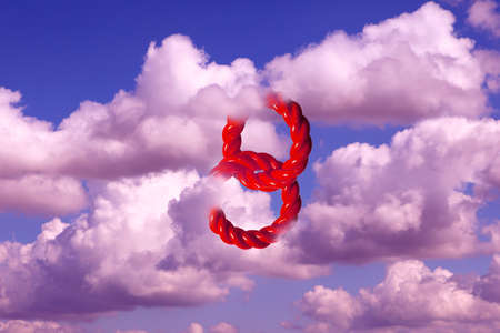 3d rendering of the number eight on a background of the cloudsの写真素材