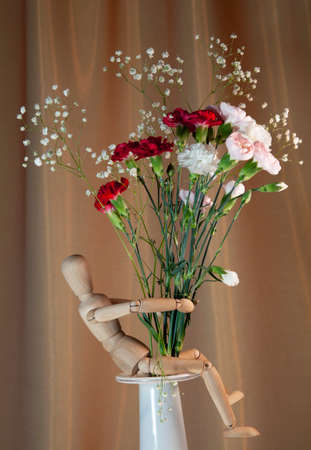 Bouquet of carnations. Concept for Valentines Day or Womens Day or Mothers Day.の写真素材
