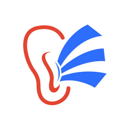 Hearing clinic logo and ear symbol with logo plate design style are given in two colors.のイラスト素材