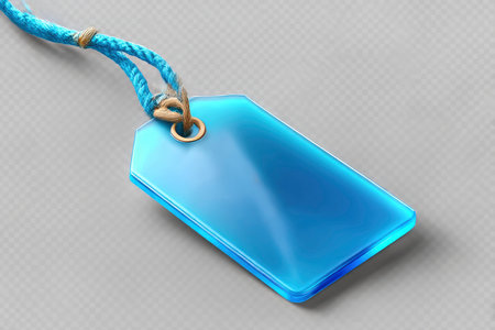 Blue Tag With Rope Isolated On Transparent Background 3D Illustrationの素材