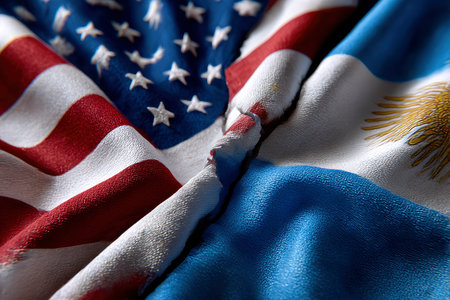 Close-up of ruffled American flag. American flag backgroundの素材