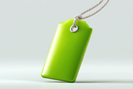 Blank green price tag on white background. 3d rendering.の素材