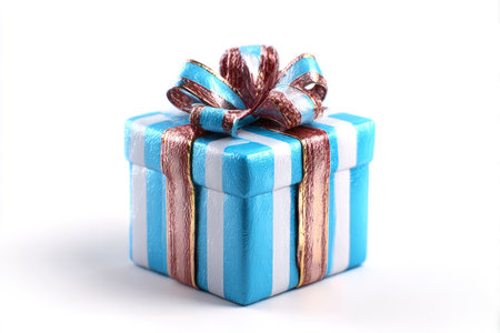 Blue gift box on white background. Isolated with clipping path.の素材