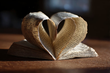 Heart from the pages of a book in the shape of a heartの素材