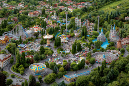 Aerial view of amusement park in Tbilisi, Georgia.の素材