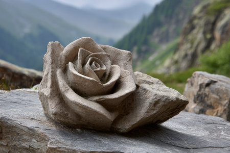 Wedding rose on a stone in the Carpathian mountainsの素材