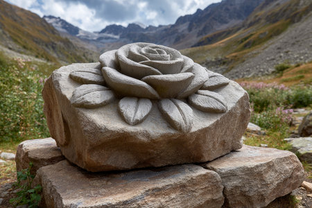 Stone rose in the mountains of Cordillera Blanca, Peruの素材