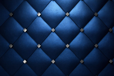 Blue leather background with rhombus pattern. 3d illustration.の素材