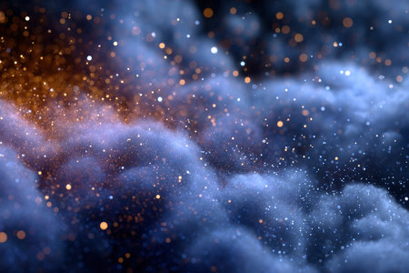 background of abstract glitter lights. gold and blue. de-focusedの素材