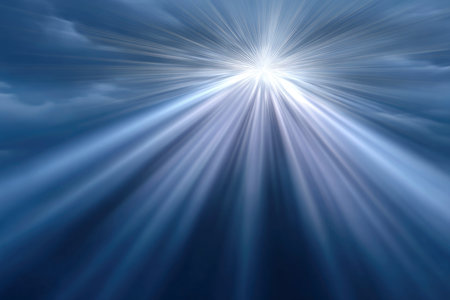 abstract blue background with some smooth lines in it and some rays in itの素材