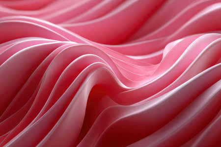 3d render of abstract pink background with smooth wavy lines.の素材