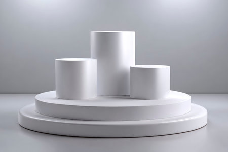 3d render of white podium for product display. Pedestal or platform.の素材