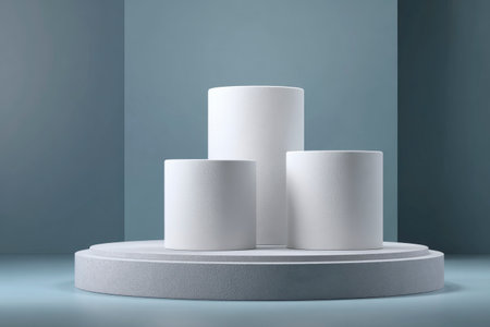 3d rendering abstract geometric forms. Pedestal or platform for design presentations and portfoliosの素材