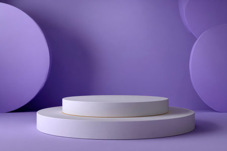 3d render, abstract background with round podium for product presentation.の素材