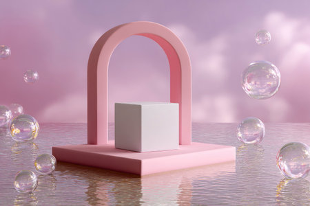 3d render of minimal display podium for product presentation. Abstract background.の素材