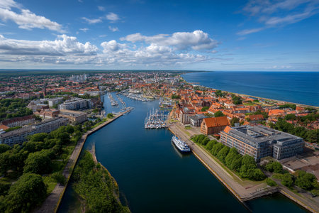 Aerial view of the city of Gdansk, Poland.の素材