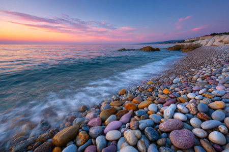 Beautiful sunset over the sea. Composition of nature. Long exposure.の素材