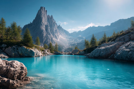 Wonderful lake in Dolomites, Italy. Beauty world.の素材
