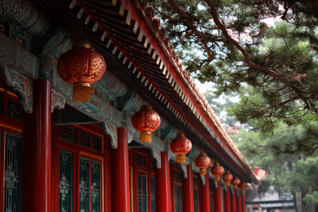 Traditional Chinese architecture in the Beihai Park, Beijing, Chinaの素材