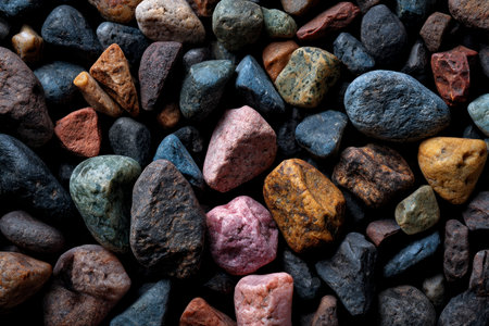 Colorful stone pebbles background. Small pebbles texture.の素材