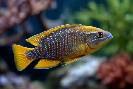 tropical fish in the deep blue sea of the underwater world.の素材