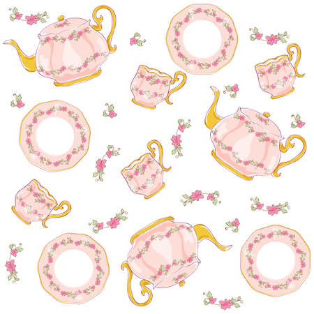 Tea Sets Vintageのイラスト素材