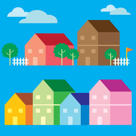 Colorful house icon flat style vectorのイラスト素材